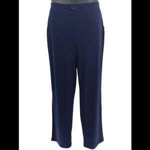 Susan Graver Women's Liquid Knit Pull-On Pant Navy - Regular